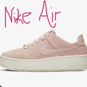 Nike Air Force 1 Sage Low Rose Suede Platform Sneakers - Size 7.5